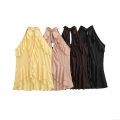 Women's Layered Ruffle Halter Neck Tank Top Sleeveless Bow Tie Backless Polyester Solid Color Sexy Slim Fit Top For Summer Party Clubwear