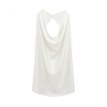 Women Sexy Halter Neck Tank Top Satin Silk Texture Backless Sleeveless Tunic Camisole Summer Fashion Clubwear Party Top Elegant Solid White