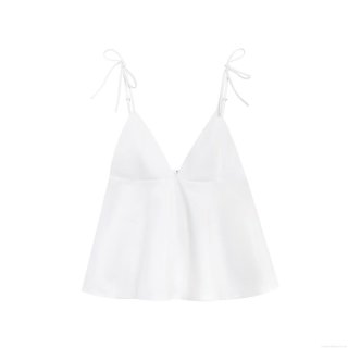 Women's Sexy Backless V-Neck Camisole Top Bow Tie Shoulder Straps White Polyester Twill A-Line Sleeveless Tank Top For Summer Party Club Streetwear Women's Sexy Backless V-Neck Camisole Top Bow Tie Shoulder Straps White Polyester Twill A-Line Sleeveless Tank Top For Summer Party Club Streetwear
