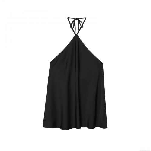 Women's Sexy Satin Halter Tank Top Backless Silky Solid Color Sleeveless Camisole For Party Club Evening Vacation INS Style Summer Vest