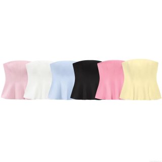 Women's Sexy Peplum Tube Top Polyester Acrylic Solid Color Slim Fit Strapless Corset Top For Party Dating Socialite Style Women Clothing