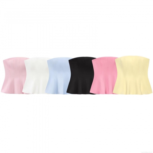 Women's Sexy Peplum Tube Top Polyester Acrylic Solid Color Slim Fit Strapless Corset Top For Party Dating Socialite Style Women Clothing Women's Sexy Peplum Tube Top Polyester Acrylic Solid Color Slim Fit Strapless Corset Top For Party Dating Socialite Style Women Clothing