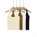 Women's Halter Tank Top Sexy Ribbed Knit Sleeveless Backless Slim Fit Crop Top Solid Color Ins Style Summer Vest For Women