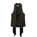 Women's Satin Tassel Sleeveless Tank Top Sexy Drape Neck Fringe Camisole For Party Night Out Sexy Slim Fit Solid Color Polyester Blouse