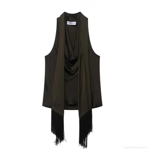 Women's Satin Tassel Sleeveless Tank Top Sexy Drape Neck Fringe Camisole For Party Night Out Sexy Slim Fit Solid Color Polyester Blouse