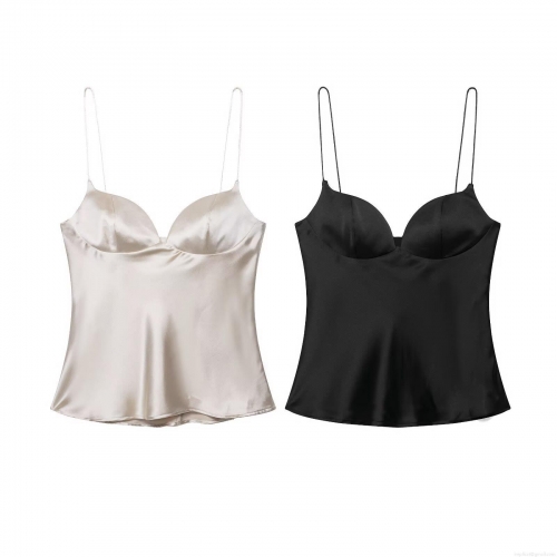 Sexy Women Satin Camisole Slim Fit Heart Shaped Neckline Spaghetti Strap Tank Top High Gloss Silk-like Fabric Sleeveless Vest For Party Clubwear Daily Wear Sexy Women Satin Camisole Slim Fit Heart Shaped Neckline Spaghetti Strap Tank Top High Gloss Silk-like Fabric Sleeveless Vest For Party Clubwear Daily Wear