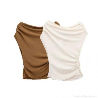 Women's Sexy One Shoulder Sleeveless Ruched Top Polyester Crinkle Fabric Asymmetrical Side Drawstring Slim Fit Tank Top For Party Club Elegant Daily Wear Women's Sexy One Shoulder Sleeveless Ruched Top Polyester Crinkle Fabric Asymmetrical Side Drawstring Slim Fit Tank Top For Party Club Elegant Daily Wear