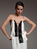 Women Sexy Satin Polyester Lace Patchwork Camisole V-Neck Backless Lace-Up Sleeveless Tank Top Summer Clubwear Streetwear Fashion Top