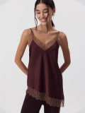 Sexy Lace Patchwork V-Neck Camisole Satin Polyester Sleeveless Slim Fit Tank Top For Women Summer Casual Party Date Night Elegant Streetwear Top