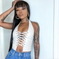 Sexy Women's PU Leather Halter Top Lace Up Criss Cross Backless Sleeveless Crop Top With Metal Eyelets Slim Fit Streetwear Party Club Vest