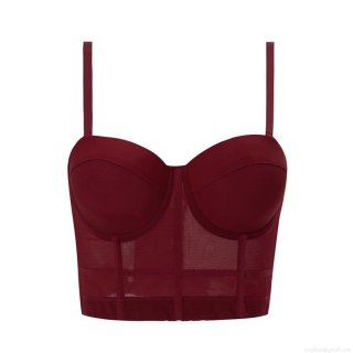 Women Sexy Fishbone Bustier Top Mesh Patchwork Spaghetti Strap Corset Top Lingerie Body Shaper For Party Clubwear Evening Slim Fit Vest
