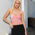 Women's Sexy Floral Flocked Mesh Camisole V-Neck Slim Fit Sheer Tank Top Summer Sleeveless Burnout Velvet Clubwear Party Top
