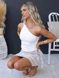Women's One Shoulder Ruched Tank Top 83% Polyester 17% Elastane Milk Silk Slim Fit Asymmetric Sleeveless Camisole Summer Sexy Party Streetwear Crop Top