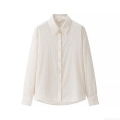 Women's Elegant Jacquard Long Sleeve Blouse Textured Striped Button Down Shirt With Sequins For Commuting Dating Ladies Casual Tops