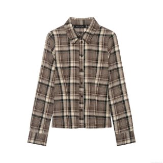 Women's Classic Plaid Long Sleeve Button Up Shirt Lapel Collar Cotton Blend Casual Blouse For Daily Streetwear Autumn Tops