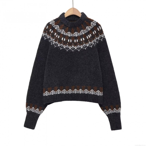 Women's Vintage Fair Isle Knitted Sweater Round Neck Long Sleeve Polyester Pullover Winter Warm Geometric Pattern Streetwear Casual Knit Jumper Top Women's Vintage Fair Isle Knitted Sweater Round Neck Long Sleeve Polyester Pullover Winter Warm Geometric Pattern Streetwear Casual Knit Jumper Top