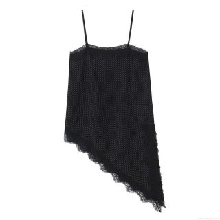 Polka Dot Camisole Top Women Lace Trim Asymmetric Hem Sleeveless Tank Top Street Style Sexy Party Blouse Women Clothing Polka Dot Camisole Top Women Lace Trim Asymmetric Hem Sleeveless Tank Top Street Style Sexy Party Blouse Women Clothing