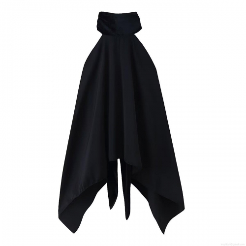 Women Halter Neck Sleeveless T-Shirt Sexy Backless Irregular Hem Bow Tie Top Solid Color Polyester Streetwear Party Clubwear Summer Fashion Outfits