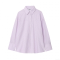Women's Striped Shirt Long Sleeve Lapel Collar Back Lace Up Hollow Out Top Casual Button Down Polyester Cotton Blouse Streetwear For Women Ladies