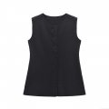 Women's Mercerized Cotton Knitted Sleeveless Tank Top Button Front Round Neck Slim Fit Vest For Daily Streetwear Casual Party Fashion