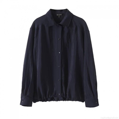 Women's French Texture Pleated Satin Shirt Long Sleeve Button Down Blouse Top Viscose Polyester Casual Solid Color Spring Shirt For Women Lady Women's French Texture Pleated Satin Shirt Long Sleeve Button Down Blouse Top Viscose Polyester Casual Solid Color Spring Shirt For Women Lady