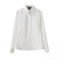 Women's Long Sleeve White Shirt 95% Cotton 5% Spandex Turn-Down Collar Button Down Blouse Classic Slim Fit Professional Office Commuter Top Casual Streetwear Blouse