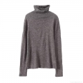 Women's Casual Cotton Blend T-Shirt Mock Neck Long Sleeve Semi-Sheer Knit Top Solid Color Soft Breathable Autumn Streetwear Basic Tee for Women