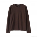 Women's Basic Cotton Blend Long Sleeve T-Shirt Slim Fit Round Neck Solid Color Top Soft Base Layer for Autumn Winter Streetwear Daily Wear