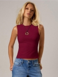 Women's Sexy Backless Lace-up Tank Top Slim Fit Round Neck Sleeveless Polyester Elastane Solid Color Summer Casual Vest Top