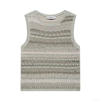 Women's Retro Hollow Out Knit Tank Top Multicolor Striped Crochet Sleeveless Round Neck Summer Streetwear Crochet Crop Top For Daily Vacation Women Clothes Women's Retro Hollow Out Knit Tank Top Multicolor Striped Crochet Sleeveless Round Neck Summer Streetwear Crochet Crop Top For Daily Vacation Women Clothes