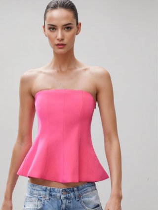 Sexy Backless Peplum Tube Top Women Summer Strapless Solid Color Bustier Streetwear Party Sleeveless Slim Fit Polyester Blouse Top Sexy Backless Peplum Tube Top Women Summer Strapless Solid Color Bustier Streetwear Party Sleeveless Slim Fit Polyester Blouse Top