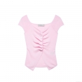 Women's Ruched Knit T-Shirt Short Sleeve Button Front Top Slim Fit Solid Color Ribbed Polyester Streetwear Casual Summer Clothing For Women
