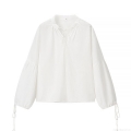 Women's V-Neck Tie Front Long Sleeve Polyester Blouse Elegant Solid Color Pullover Shirt Casual Streetwear Tops