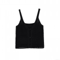 Women's Street Style Knitted Cami Tank Top Mercerized Cotton Slim Fit Short V Neck Button Front Sleeveless Ribbed Crochet Vest For Summer Daily Party Vacation
