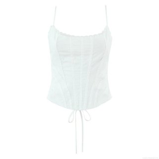 Women Sexy Lace Patchwork Fishbone Corset Cami Top White Tie Up Back Bodycon Sleeveless Summer Streetwear Bustier Crop Top Women Sexy Lace Patchwork Fishbone Corset Cami Top White Tie Up Back Bodycon Sleeveless Summer Streetwear Bustier Crop Top