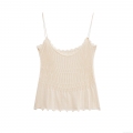 Women's Sexy Lace Patchwork Knitted Camisole Top Summer Spaghetti Strap Cropped Tank Top Western Streetwear Style Slim Fit Sleeveless Cami Top for Women Girls