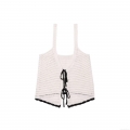 Women's Knit Hollow Out Tank Top Crochet Tie Front Bow Camisole Color Block Short Summer Streetwear Sleeveless Top