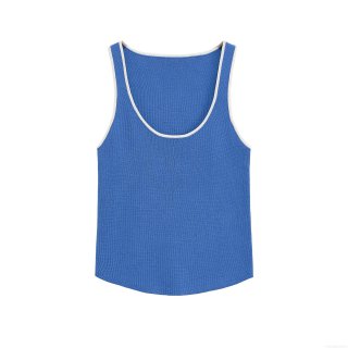 Women's Mercerized Cotton Ribbed Knit Tank Top Color Block Trim Sleeveless Crew Neck Summer Casual Streetwear Vest Camisole Women's Mercerized Cotton Ribbed Knit Tank Top Color Block Trim Sleeveless Crew Neck Summer Casual Streetwear Vest Camisole