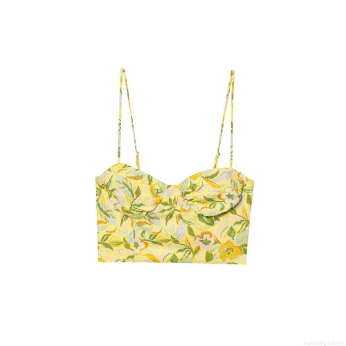 Women's Summer Floral Print Spaghetti Strap Camisole Sweetheart Neck Corset Style Crop Top Polyester Backless Streetwear Fashion For Women Daily Vacation Beachwear