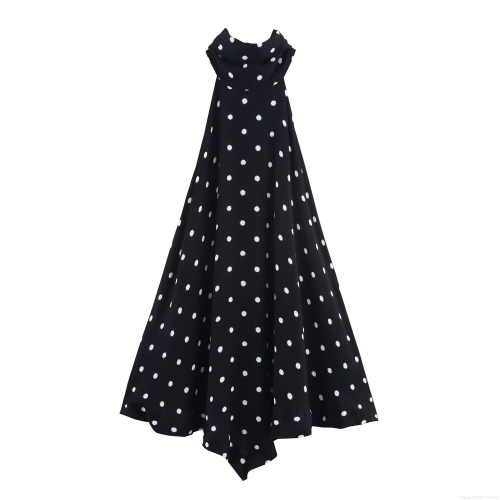 Women's Polka Dot Halter T-Shirt Summer Sleeveless Polyester Chiffon Blend Top With Irregular Hem Casual Streetwear For Vacation Daily Wear