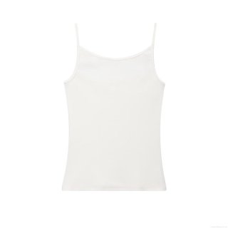 Women's Ribbed Knit Camisole Spaghetti Strap Slim Fit Tank Top Solid White Sexy Summer Sleeveless Vest Base Layer Shirt For Daily Casual Party