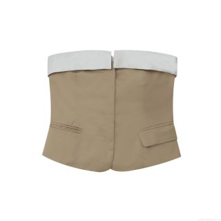 Women Sexy Color Block Tube Top Single Breasted Polyester Twill Cropped Tank Top With Pockets Slim Fit Sleeveless Corset Top Streetwear For Women Women Sexy Color Block Tube Top Single Breasted Polyester Twill Cropped Tank Top With Pockets Slim Fit Sleeveless Corset Top Streetwear For Women