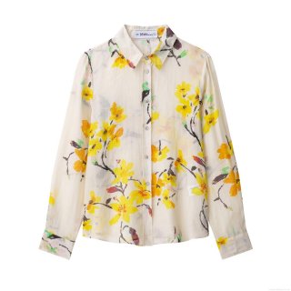 Women's Floral Print Long Sleeve Shirt Lapel Button Down Polyester Blouse Autumn Casual Streetwear Tops For Women Daily Office Wear
