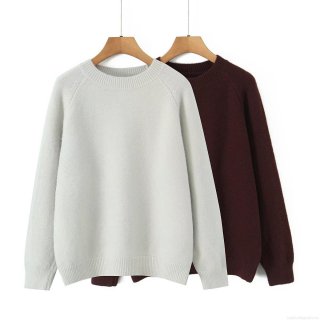 Women's Crew Neck Knitted Pullover Sweater Polyester Raglan Long Sleeve Basic Solid Color Thick Warm Autumn Winter Jumper Tops For Women Women's Crew Neck Knitted Pullover Sweater Polyester Raglan Long Sleeve Basic Solid Color Thick Warm Autumn Winter Jumper Tops For Women