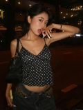 Women's Sexy Polka Dot Camisole Top With Lace Trim V-Neck Polyester Spaghetti Strap Slim Fit Crop Tank Top For Summer Streetwear Fashion