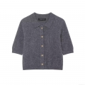 Women's Short Sleeve POLO Collar Knit Cardigan Single Breasted Solid Color Soft Sweater Top Casual Autumn Streetwear Basic Knitwear