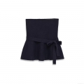 Women Sexy Knitted Tube Top Strapless Bow Waist Flared Hem Slim Fit Solid Color Polyester Spandex Knit Sleeveless Top Elegant Party Wear