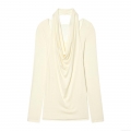 Women's Drape Neck Long Sleeve T-Shirt Elegant Halter Cold Shoulder Knitted Cashmere Blend Slim Fit Solid Color Casual Basic Top For Autumn Winter