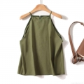 Women's Halter Neck Camisole Viscose Polyester Linen Cotton Blend Minimalist Sleeveless Tank Top For Summer Holiday Vacation Casual Solid Color Backless Vest