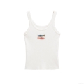 Women's Sexy Sweet Spicy Style White Ribbed Knit Tank Top Hand Beaded Fish Embroidery Mercerized Cotton Slim Fit Sleeveless U Neck Summer Top